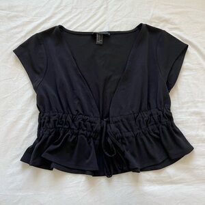Forever 21 Tie Up Crop Top Black Size S